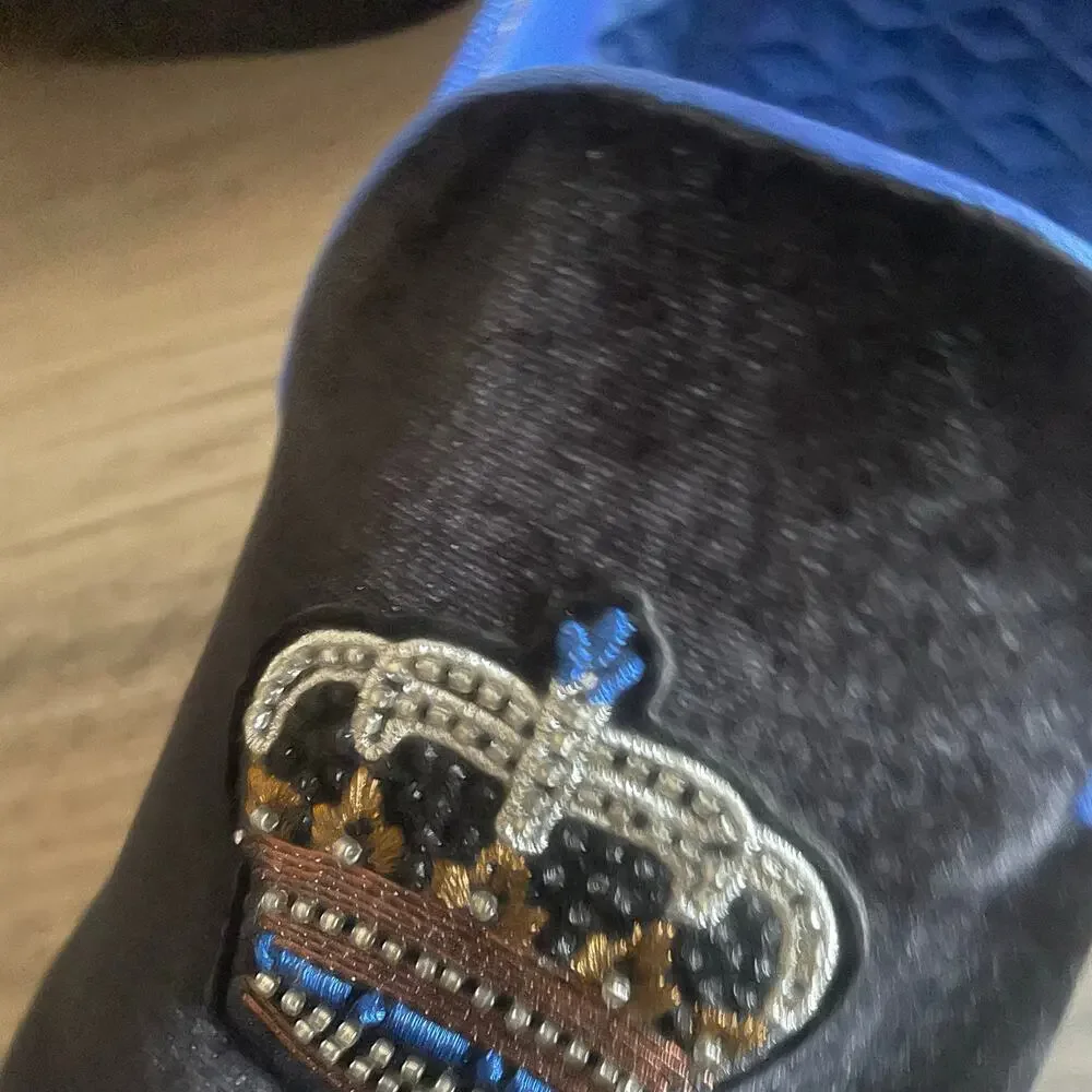 Steve Madden P-Flavio Crown Velvet Loafers Men’s 11 Black Blue Smoking Slipper